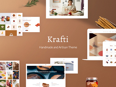 Krafti artisan artist arts and crafts brand business ceramics clothing creative design designer diy handmade layout template theme ui ux web design website mockup wordpress