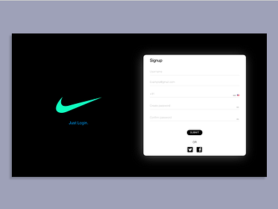 Simple Login screen dailyui dailyuichallenge dark theme digital product design e commerce experimental design interaction designer login nike online shopping product design signup sports sports branding ui challenge ui design user experience design userinterface visual design webdesign