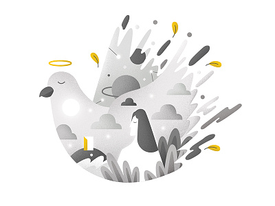 Putih bird character color design illustration indonesia love people putih space vector white yellow