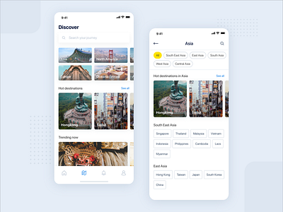 Travel App - Discover card clean discover minimal mobile search travel ui ux white