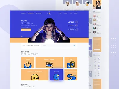 Fortune Tellers Landing Page / Seekhana blue and yellow branding design fal fortune telling logo typography ui ux web web design