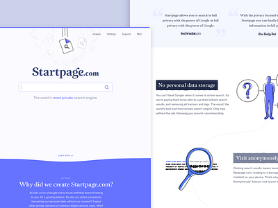 Startpage Landing Page Experience fold google home page homepage illustrations landing page paper privacy results ripped paper search search engine search field search results security startpage startpage.com