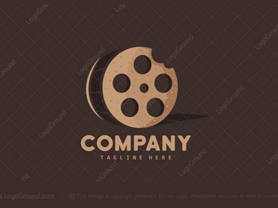 Cookie Film logo for sale baking branding camera chip chocolate cookie cream entertainment film logo logos media modern movie photography roll