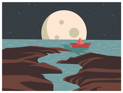 Paper Boat 2 color design illustration vector