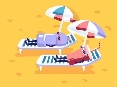 Catching some rays 2d beach environment illustration nature plastic pollution sun sunbathing vector