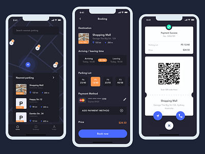 Booking App app car design dribbble ios app iphone parking parking app ui