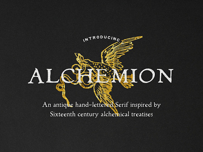 Alchemion Display Serif Font alchemy antique branding display download font label logo pixelbuddha serif typeface vintage