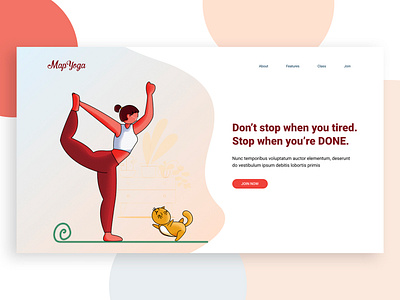 Yoga landing page cat character design flat design flat illustration illustration nguyen trang ui ui illustration yoga