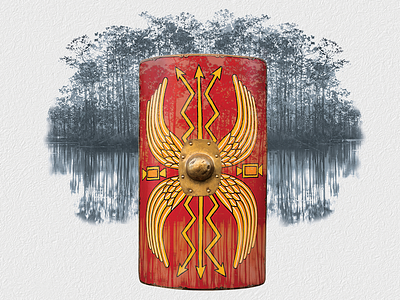 Roman Shield - Product Cover Art abstract armor color contrast cover art design flat historic history illustration illustrator ink nature paper photoshop roman rorschach shield texture trees watercolor