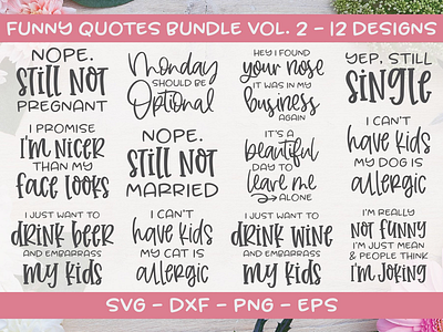 New Funny Quotes Bundle 🤣 cricut maker design bundles funny quote funny shirt grace lynn designs silhouette cameo svg