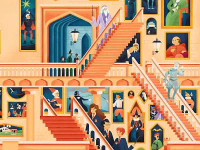Exploring Hogwarts character drawing editorial graphic harry potter hogwarts illustration publication texture vector