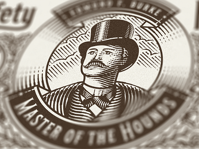 Master of the Hounds badge branding engraving etching graphic design icon illustration illustrator line art logo packaging peter voth design vector