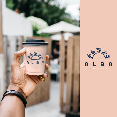 ALBA Coffee alba brand identity cafe clean coffee coffeshop dawn icon lineart logo logomark modern plant roastery simple sun symbol typography vector