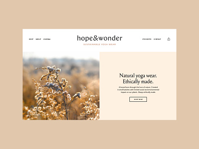 Hope & Wonder | Sustainable Yoga Wear brand branding empowerment ethical fairtrade illustration line drawing logo natural organic packaging skincare sustainable vegan website woman yoga