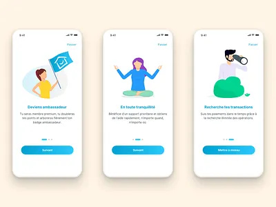 Onboarding app button character flag illustration interface membership mobile search ui vector yoga zen