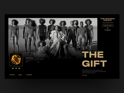 Lion King: The Gift Album Landing Page adobe xd concept david ofiare landing page music app music player music ui pwa tidal ui uiux web page xd design