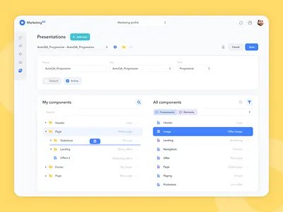 CMS - Presentation builder, ver 01 interface ui ux web