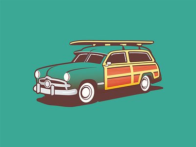 Woody Wagon apparel car illustration oldschool surf vehicle wagon woody wagon