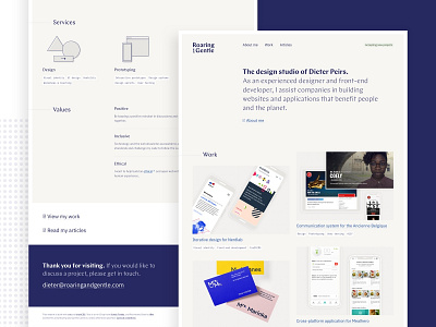 Roaring and Gentle website portfolio website design