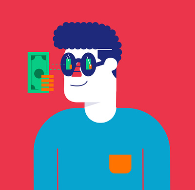 Qapital coins glasses man money portrait reflection sun