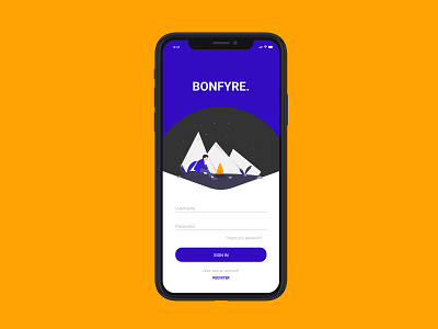 Bonfyre Login UI Concept graphicdesign landing page design minimalist design mobile design mobile ui ui uiux webdesign