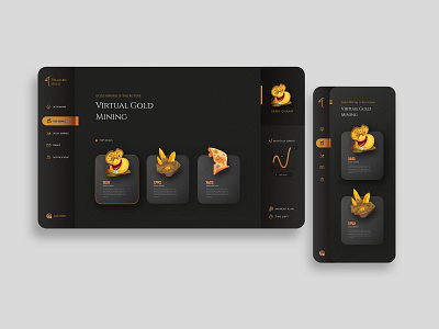 Virtual Gold Mining app design art branding dark theme gold gold mining illustration ios design logo orange star dust typography ui uidesign vector virtual money virtual trading visual design webdesign