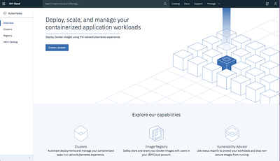 Getting started for IBM Kubernetes clusters getting started ibm isometric isometric illustration kubernetes landing page