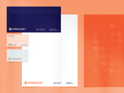 Sprocket Stationary blue business card color palette gear logo minimal modern orange pattern simple sprocket stationary stationary logodesing