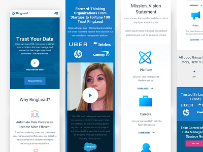 Ring Lead Mobile Screens design mobile responsive responsive design ui user experience user interface ux
