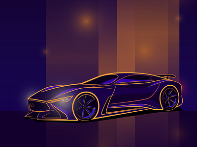 Infiniti blue car digital glow gradient illustration infiniti light night sparks vision gt yellow