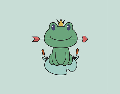 King Frog Love Character character flatdesign frog illustration