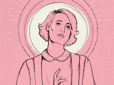 Fleabag fleabag illustration pink portrait portrait illustration television wip