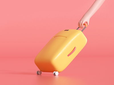 Suitcase handling bag hand hotel illustration luggage moving render suitcase timeless travel udhaya