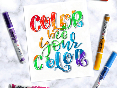 Color me your color 💙 art brushpen calligraphy design drawing hand draw home decor illustration letter lettering lettering art letters poster quotes rainbow wall art watercolor watercolor art