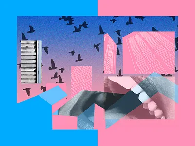 Laugh arquitecture birds buildings collage collage art collageart digital digital illustration digitalcollage digitalgraphicdesign laugh pasteup pink post urbancollage