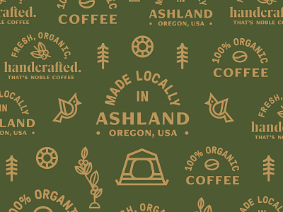 Coffee Rebrand Support Assets badges bird branding camping coffee design icon icons northwest pine tree roasting sun tent type