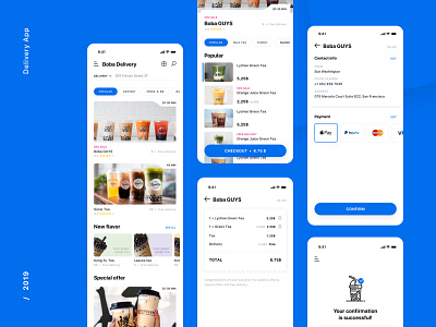 Ordering Process pages app blue bubble bubble tea clear delivery app ios shop ui ui design uiux uxdesign