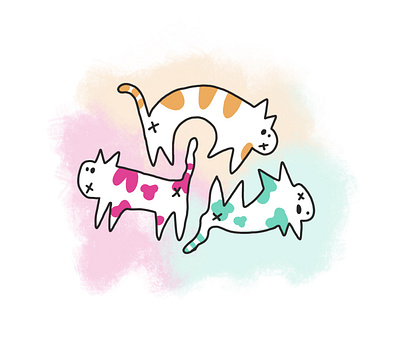Punk Rock Kitties cat cats digital grunge illustration illustration design ipad