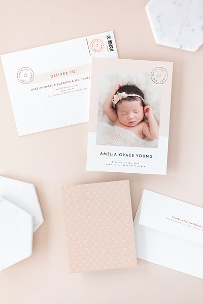 Golden Introduction | Birth Announcement 5x7 card card design clean design graphic design minimal minimalist type typography