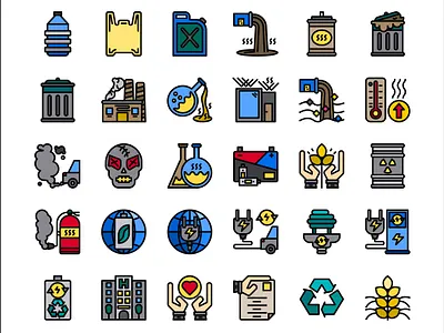 Ecology Color LIne color earth eco ecology factory icon illustration logo power recycle saved ui world