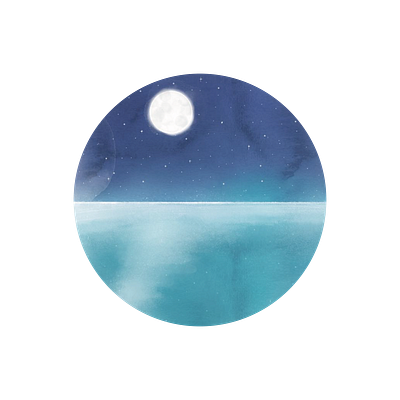 Ocean at night blue circle digital digital watercolor ipad ocean painting sea view water watercolor