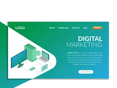 Landing Page Media Marketing - Website template app banner branding design illustration landing page landingpage landscape template ui ux web web design webdesign website