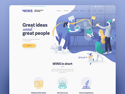 WINS – software house website character design homepage illustration ui vector illustration webdesign website