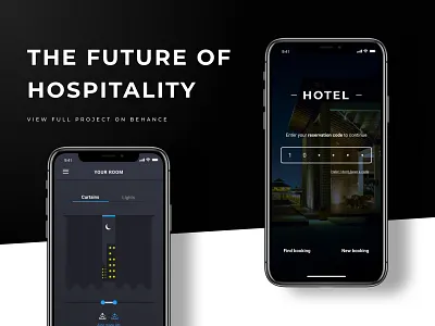 Hotel Remote App | A concept & design app behance project branding concept dark design hotel mobile remote sketch ui