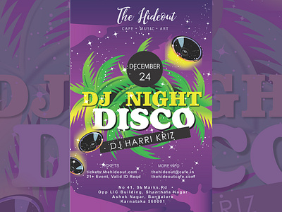 DJ Night : The Hideout branding cafe design digitalart graphicdesign illustration logo typography