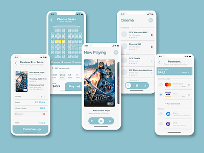 Cinema E-Ticket UI App app branding cinema design ticket app typography ui ux