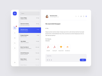 Mailclient app application blue clean colors design digital gradient graphic icon mail minimal mobile round shadow typography ui ux vector white