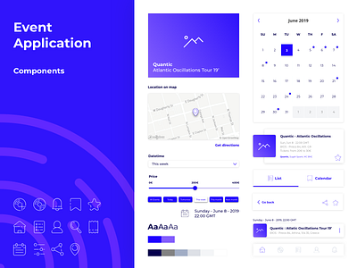 Component set app design application design calendar card component library components form hero icons input map mobile application design mobile design navigation slider tabs ui user experience user interface ux