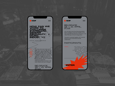 NMF - Festival article brutalist clean clear design component ui design desktop festival grid information interface minimal minimalism mobile promo page typography ui website