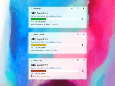 Windows 10 File Transfer UI Redesign (Fluent Design) light theme 2d adobe adobe xd cloud concept dialog ui file explorer file transfer files fluent design system light theme microsoft redesign ui ux windows 10